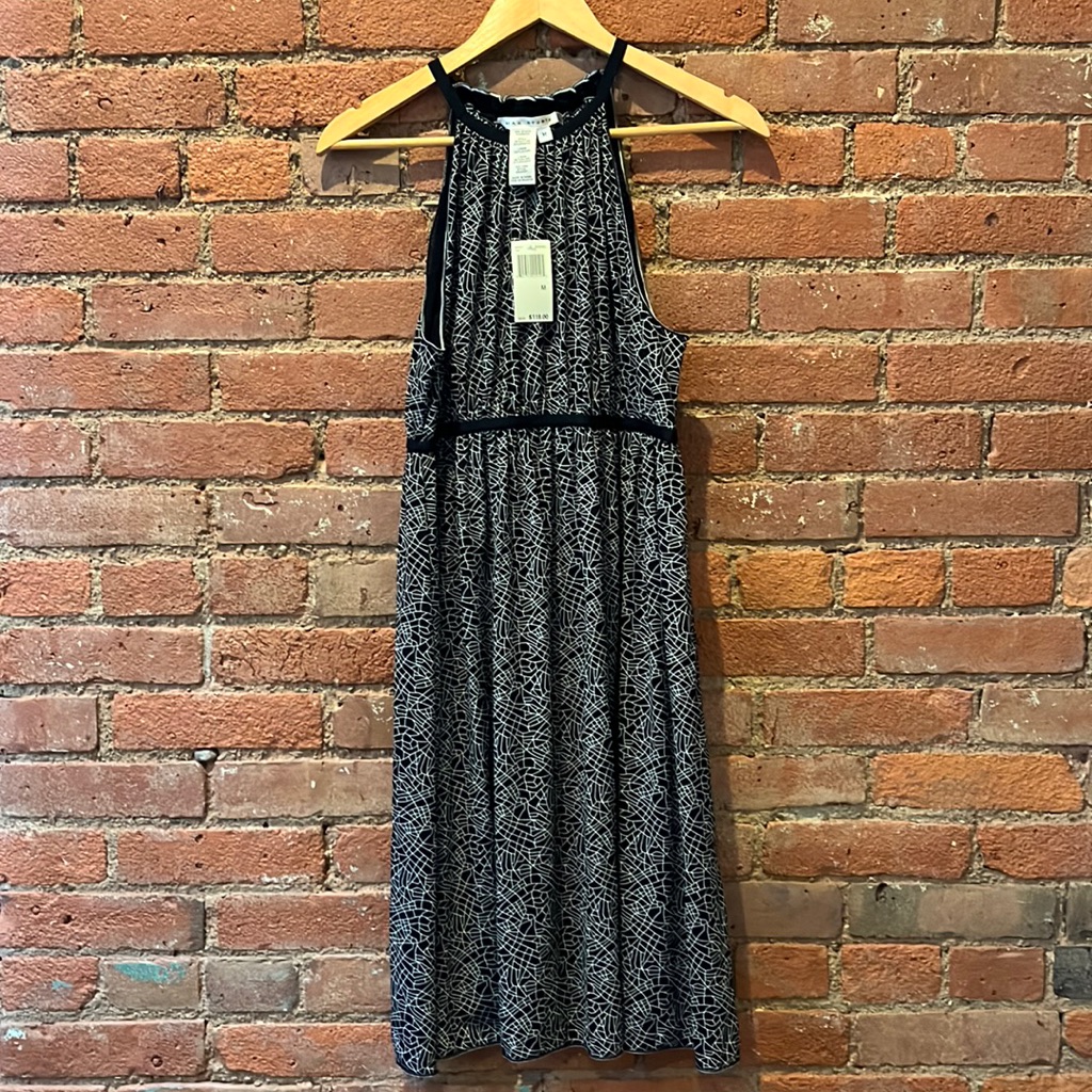 Max Studio Black And White Midi Dress